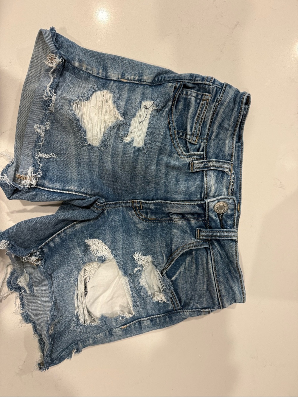 American Eagle Outfitters Light Blue Distressed Denim Cutoff Shorts